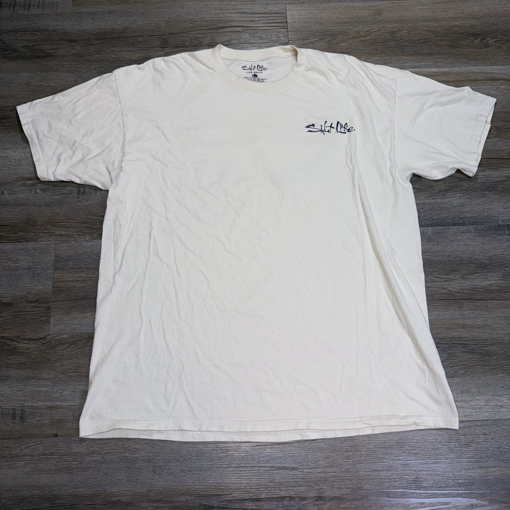 Salt Life Off-White/Chalk ColorWay Short-Sleeve Crewneck Shirt Mens 2XL w/Logo